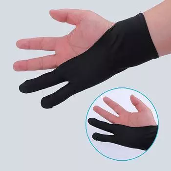 1 шт., анти-тач, перчатки для рисования двумя пальцами, для планшета, цифровой доски, экрана, противообрастающие, масляные принадлежности для рисования M чёрный