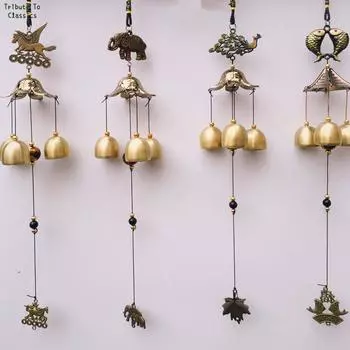 1 шт. антикварный колокольчик из меди, двор, сад, украшение для жизни на открытом воздухе, металлические колокольчики, уличный китайский восточный металлический декор на удачу