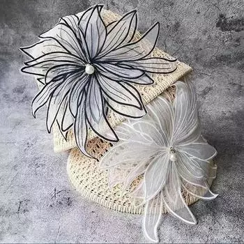 1 шт., аппликации в виде сказочных цветов для одежды, сделай сам, пришивные цветочные нашивки для свадебных платьев, размер 25 см