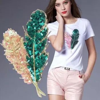 1 шт., аппликация с перьями и блестками, одежда, вышивка, тканевая наклейка, пришить нашивку, ремесло, швейный ремонт