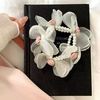 1 шт., эстетическая шпилька для волос, веревка для волос, круг для волос в толстой кишке, розы, сетчатая пряжа