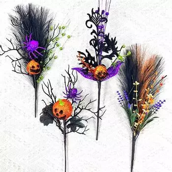 1 шт., атмосфера, одна ветка, Хэллоуин, тыква, украшение, веточки, искусственный цветочный орнамент