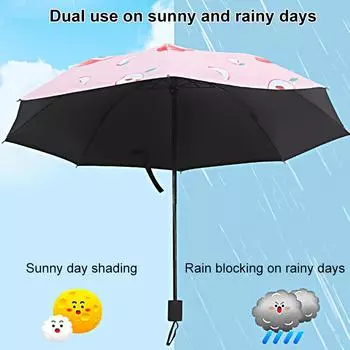 1 шт. автоматический складной зонт с защитой от ультрафиолета, 8 ребер, рюкзак, зонт двойного назначения, мультяшный, унисекс, для дождя и яркого солнца, портативный