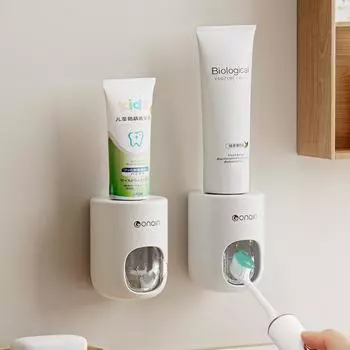 1 шт. Автоматический выжималка для зубной пасты, настенный бытовой выжимной набор, ванная комната, полка для зубных щеток без перфорации белый