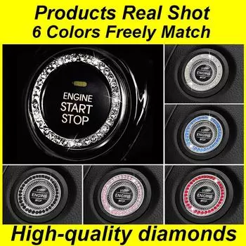 1 шт. Автомобильная кнопка запуска с одним ключом, декоративное кольцо, ручная работа, алмазное кристаллическое кольцо зажигания, наклейка, декоративное кольцо, мешок Opp красный