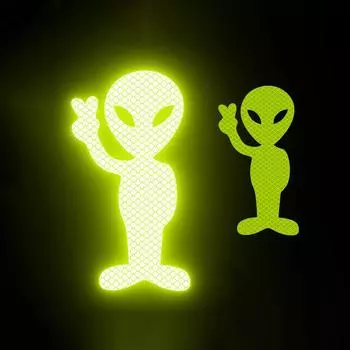 1 шт. Автомобильная наклейка Personality Alien Peace Высокоотражающие виниловые наклейки для мотоциклов АксессуарыНаклейки для декора автомобиля зелёный