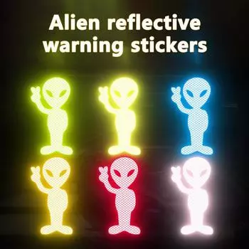 1 шт. Автомобильная наклейка Personality Alien Peace Высокоотражающие виниловые наклейки для мотоциклов АксессуарыНаклейки для декора автомобиля розовый