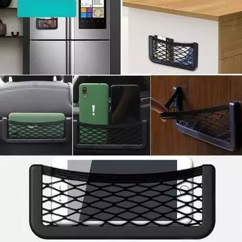 1 шт., автомобильная наклейка, сетчатый карманный держатель для мобильного телефона, сумка для хранения автомобиля, универсальные аксессуары для автомобиля чёрный