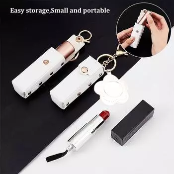 1 шт. Автомобильная сумка-подвеска, креативное кожаное портативное кожаное зеркало для макияжа, мини-брелок в виде цветка, маленькое зеркало, сумка для помады, многоцветная