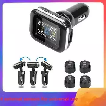 1 шт. Автомобильная TPMS Беспроводная цифровая система сигнализации давления в шинах TPMS 4 внешних датчика Tire pressure detector чёрный