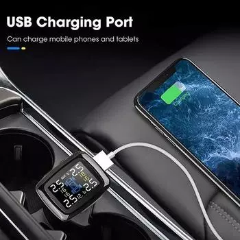 1 шт. Автомобильная TPMS Беспроводная цифровая система сигнализации давления в шинах TPMS 4 внешних датчика Tire pressure detector чёрный