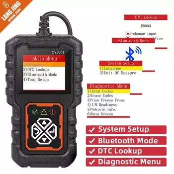 1 шт. автомобильное устройство обнаружения неисправностей CY3001 OBD2 инструмент для считывания карт двигателя Elm327 чёрный