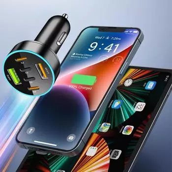 1 шт. Автомобильное зарядное устройство с цифровым дисплеем LED черное автомобильное зарядное устройство 66 Вт PD USB порт телефон зарядный адаптер универсальные автомобильные аксессуары