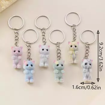 1 шт. Автомобильные ключи Diy Jewelry 3D красочный мультяшный брелок для ключей с изображением котика милый брелок для ключей с изображением котика сувенирные подарки для женщин и мужчин разноцветный