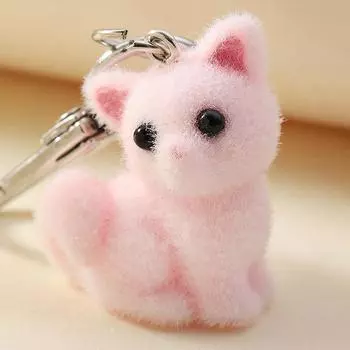 1 шт. Автомобильные ключи Diy ювелирные изделия 3D мультфильм Флокирование Кошка брелок милый кот животное брелок сувенир подарки для женщин мужчин серый