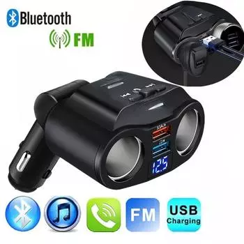 1 шт. автомобильный адаптер Bluetooth для зарядного устройства с двумя портами USB автомобильное зарядное устройство Hands Free FM-передатчик автомобильный комплект MP3-плеер чёрный