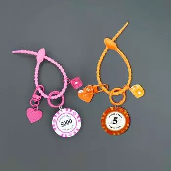 1 шт. Автомобильный брелок для ключей, мужская сумка, украшение, покер, клуб любителей, сувениры, любители, черный 8-подвесной фишки, игральные кости, брелок с фишками на удачу оранжевый