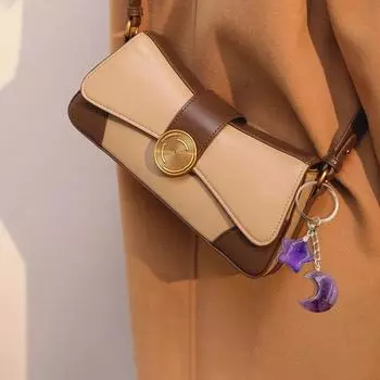 1 шт. Автомобильный брелок для ключей, сумка для исцеления, аксессуары, модная подвеска в виде звезды и луны, натуральные подвесные украшения, пряжка для ключей из хрустального камня