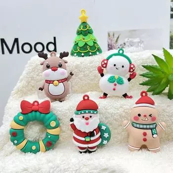 1 шт. Автомобильный кулон, рождественский брелок, рождественская елка, кукольная сумка, украшение, высококачественные небольшие подарки, брелок в виде Санта-снежинки A4