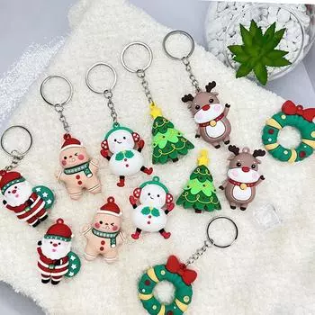 1 шт. Автомобильный кулон, рождественский брелок, рождественская елка, кукольная сумка, украшение, высококачественные небольшие подарки, брелок в виде Санта-снежинки