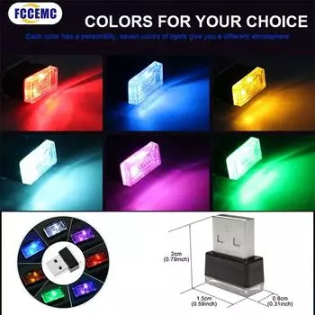 1 шт. Автомобильный мини USB светодиодный атмосферный светильник декоративная лампа светодиодный 5 В ПК портативный штекер окружающий синий аварийный свет автомобильный салонный свет