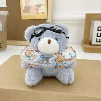 1 шт. автомобильный рюкзак подвески украшения подарки милый плавательный круг очки маленький медведь кулон брелок мягкая плюшевая кукла игрушка as the picture
