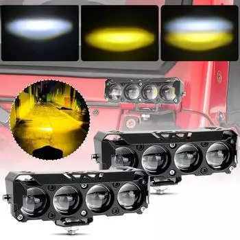 1 шт. Автомобильный светодиодный Wotk Light Mini Lens Spotlight двухцветный дальний/ближний свет противотуманные фары фара для мотоцикла автомобиля грузовика внедорожника UTV 12 В 24 В