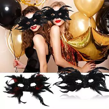 1 шт., аксессуар для костюма с блестками, дизайн в готическом стиле, Хэллоуин, маска с перьями, венецианский маскарад