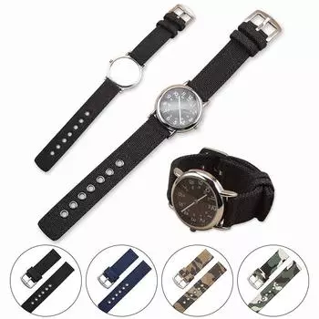 1 шт., аксессуары для часов, нейлоновый ремешок для часов, камуфляжный холст, сменный ремешок для часов, высокое качество 18mm синий
