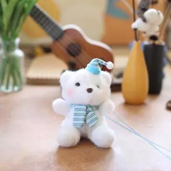 1 шт., аксессуары для детской и женской сумки, кавайная шляпа, маленький медведь, плюшевая игрушка, брелок для ключей, кукла, рюкзак, подвеска, мультяшный милый автомобильный брелок темно-коричневого