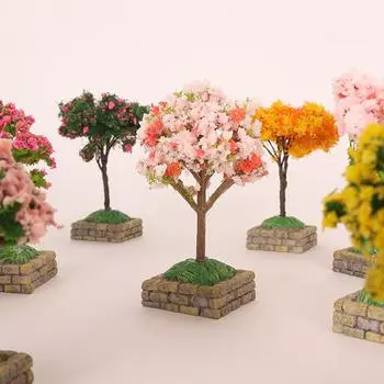 1 шт., аксессуары для домашнего сада, мини-модель дерева, кукольный домик, украшения для сада фей, миниатюры, микроландшафт, фигурка из смолы A6