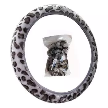 1 шт. аксессуары для интерьера серый зимний универсальный автомобильный пушистый леопардовый принт чехол на руль авто серый