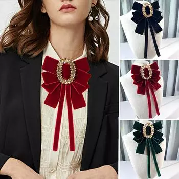 1 шт. аксессуары для одежды модная ткань продвинутый чувство галстук ретро стиль бант брошь бриллиант вино красного