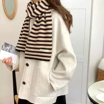 1 шт. аксессуары для одежды мягкий дышащий шейный платок в стиле допамина вязаный шарф уличный ветрозащитный милый полосатый длинный мягкий