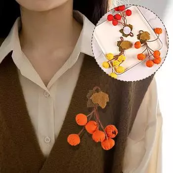 1 шт. аксессуары для одежды свежий цветок оригинальность ткань искусство уникальная брошь боярышник фрукты свитер аксессуары