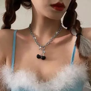 1 шт. Аксессуары для вечеринок, ретро-ожерелье, готическая подвеска в виде вишни, уличный стиль, сплав, колье, цепочка на шею