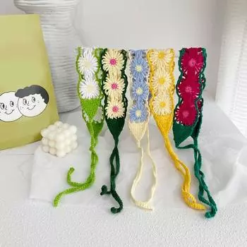 1 шт. аксессуары для волос крючком маленькая ромашка повязка на голову вязаная повязка на голову шарф для волос красочные женские