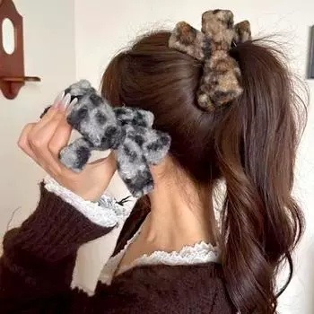 1 шт. аксессуары для волос в стиле ретро с бантом для пожилых людей, модная фиксированная заколка с леопардовым принтом