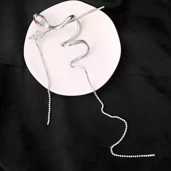 1 шт., аксессуары для волос в стиле панк со стразами, китайская длинная кисточка, усовершенствованная заколка для волос в виде змеи, кисточка