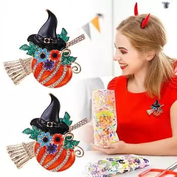 1 шт., аксессуары, индивидуальная креативная шляпа со стразами, цветок, тыква, ведьма, броши для женщин