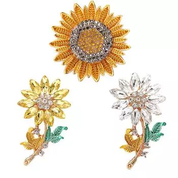 1 шт. аксессуары ювелирные изделия подарки украшения одежды декор одежды стразы подсолнух лацкан булавки стереоскопическое растение милая брошь