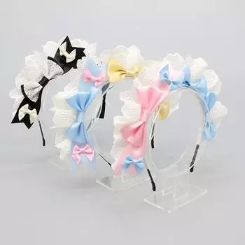 1 шт. аксессуары женские бант сетчатая повязка на голову Лолита косплей оборки обруч для волос головной убор горничной