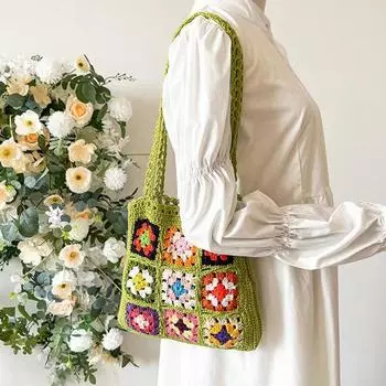 1 шт. бабушка крючком сумка полиэстер плетение сумка сумка для отдыха смешанные цвета