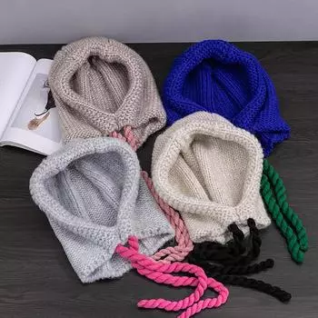 1 шт. Балаклава шарф пуловер шапка ручной работы крючком зимняя теплая защита ушей открытый ветрозащитный капюшон шаль вязаная шапка