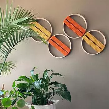 1 шт. Бамбуковый круглый круглый гобелен ручной работы из дерева настенный ковер в стиле бохо 25 см чёрный