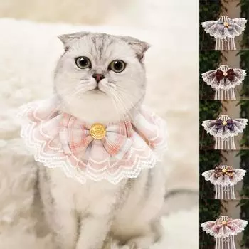 1 шт., бандана для собак, ожерелье, клетчатая лента, органза, хлопок, марля, воротник с бантом для кошек, собак, галстук-бабочка L