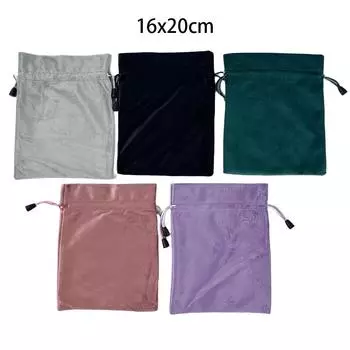 1 шт. бархатные подарочные пакеты с завязкой, многоцелевые для хранения настольных игр, подарочная упаковка для вечеринок, мешочки для украшений, 16*20 см чёрный