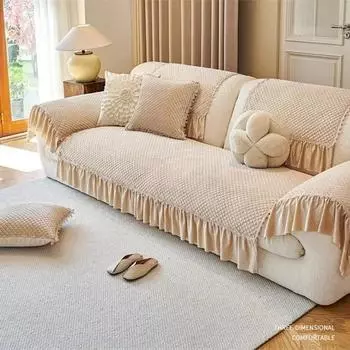 1 шт. бархатный чехол для дивана, всесезонный, универсальный, противоскользящий и устойчивый к грязи коврик для сиденья, простое современное однотонное полотенце для дивана 1seat 70x70cm коричневый