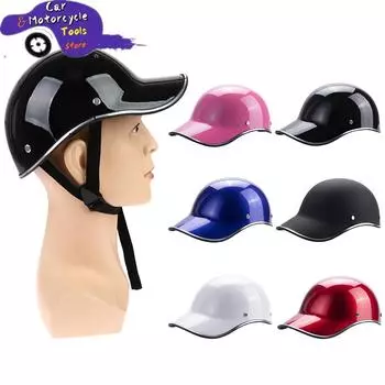 1 шт., бейсбольная кепка, стильная мотоциклетная полушлем, защитная каска для кафе Racer Chopper Scooter, винтажная летняя кепка с половиной лица чёрный