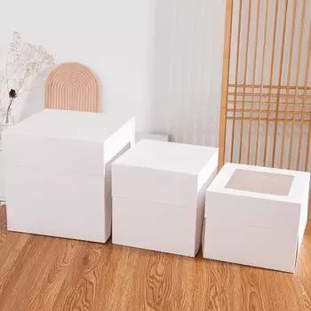 1 шт. Белая бумага, складная коробка для торта на день рождения, свадьбу, рождество, выпечка, десерт, 10/12 дюймов, одноразовая упаковка для торта other